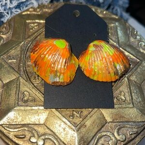 Multi colored hand Painted seashell earrings